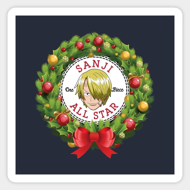 Christmas All Star One Piece Vinsmoke Sanji Wreath Sticker by Rebus28
